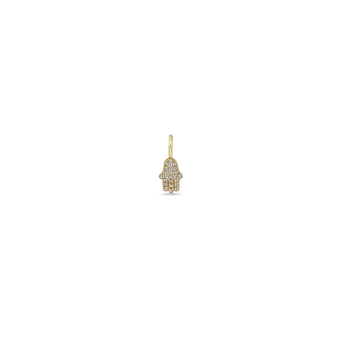 14k Single Midi Bitty Pavé Diamond Hamsa Charm
