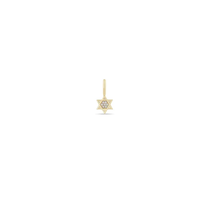 14k Single Midi Bitty Pavé Diamond Star of David Charm