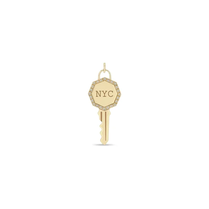 14k Single New York City “NYC” Key Charm Pendant