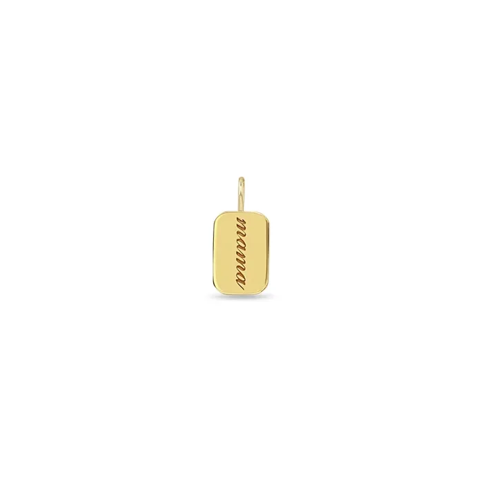14k Single Rounded Rectangle Nameplate Charm Pendant