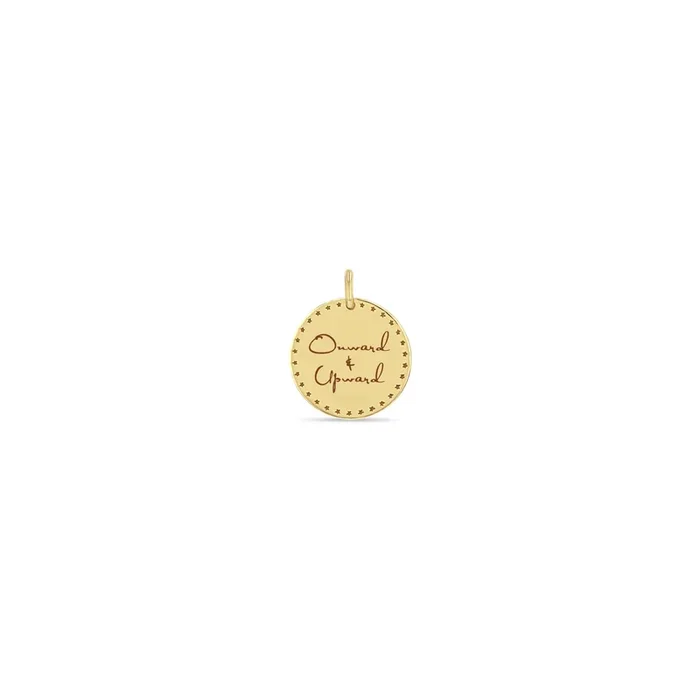 14k Single Small Mantra with Star Border Disc Charm