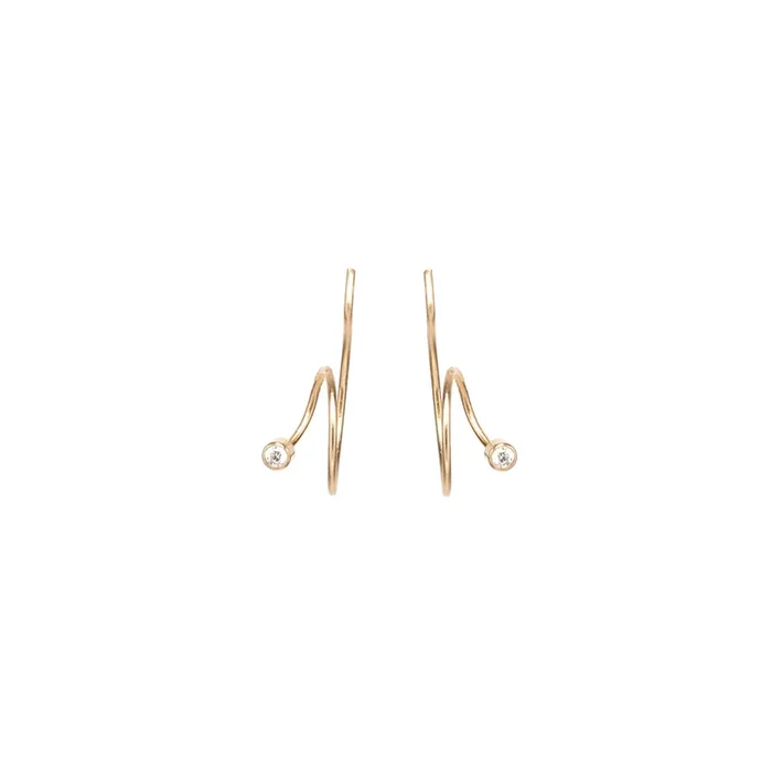 14k Small Diamond Swirl Hoops