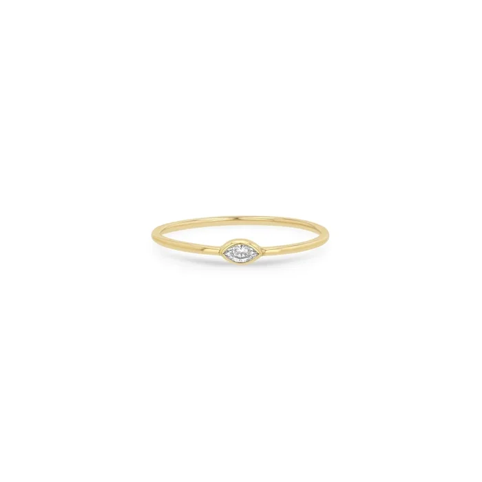 14k Small Marquise Diamond Ring