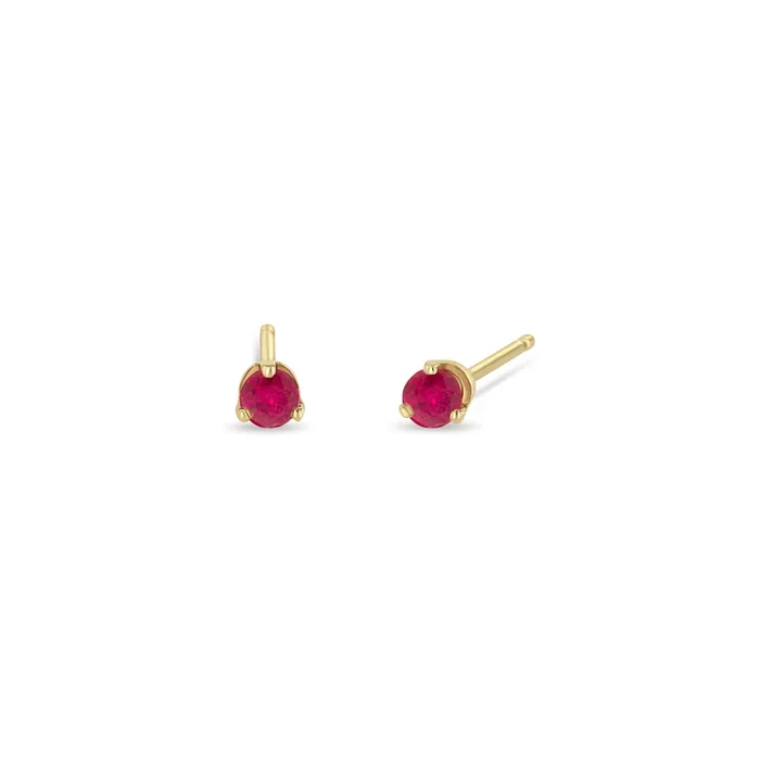 14k Small Ruby Prong Studs | July Birthstone