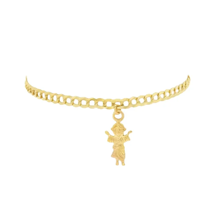14K Solid Cuban Ankle Bracelet W/ Divino Niño Included JTJ™