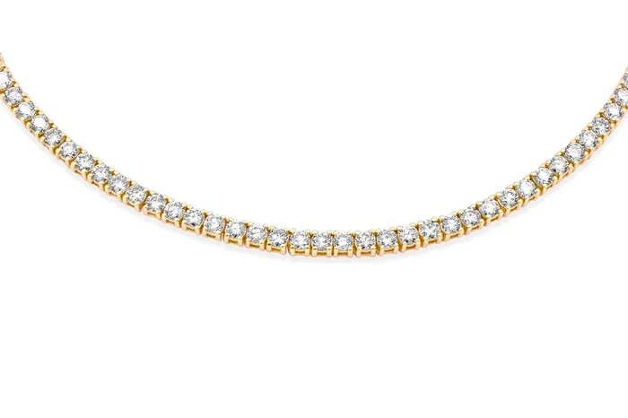 14K Solid Gold & Diamonds Tennis Chain 10-29.00 ctw