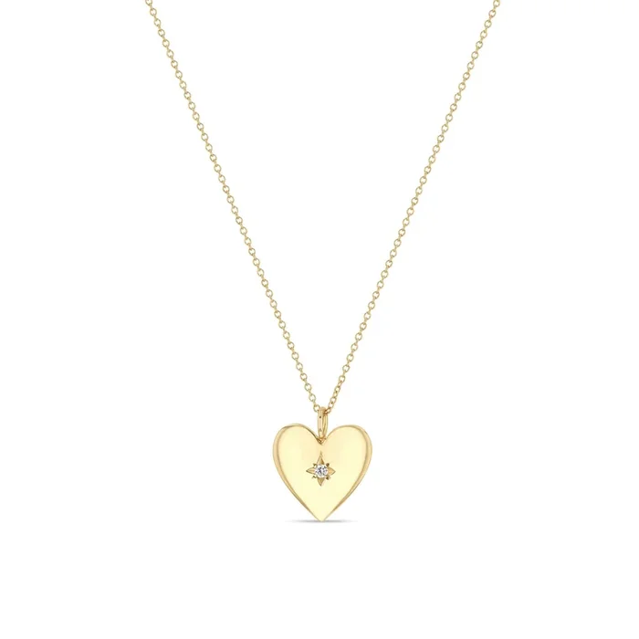 14k Star Set Diamond Small Aura Heart Necklace