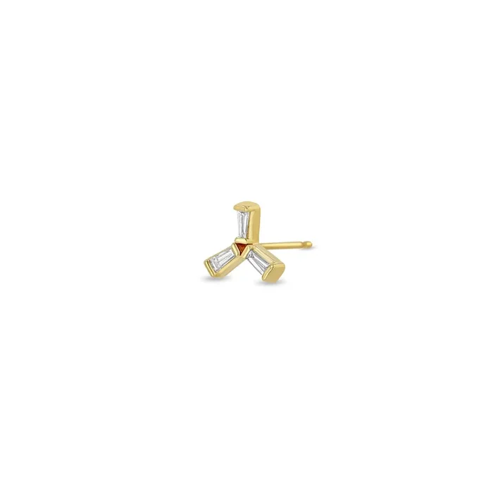 14k Tapered Baguette Diamond Trio Stud – SALE