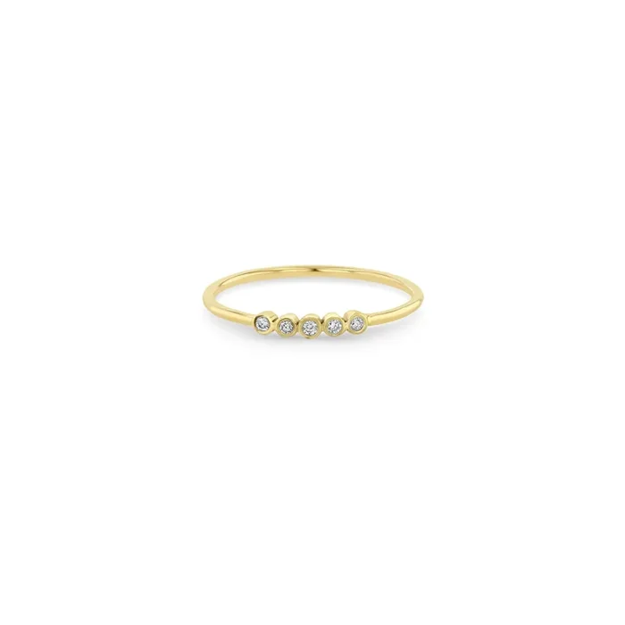 14k Tiny Diamond Bezel Bar Ring