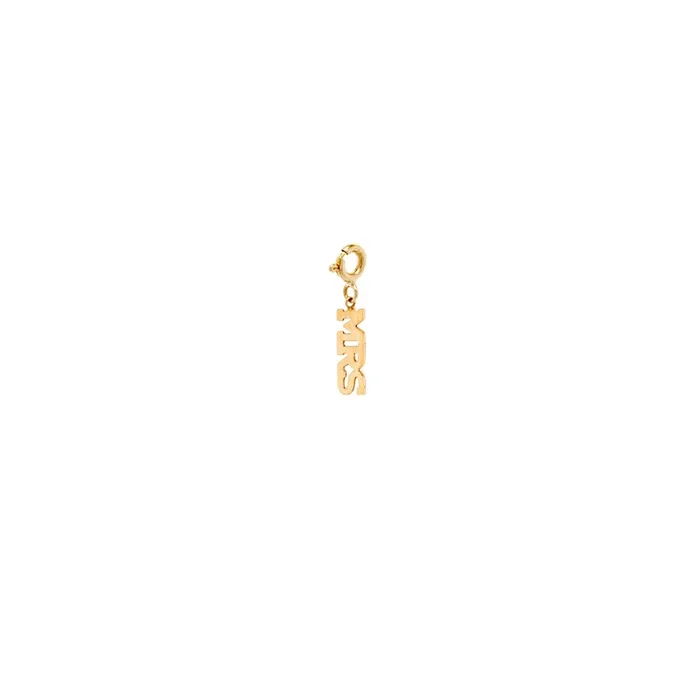 14k tiny MRS charm pendant with spring ring