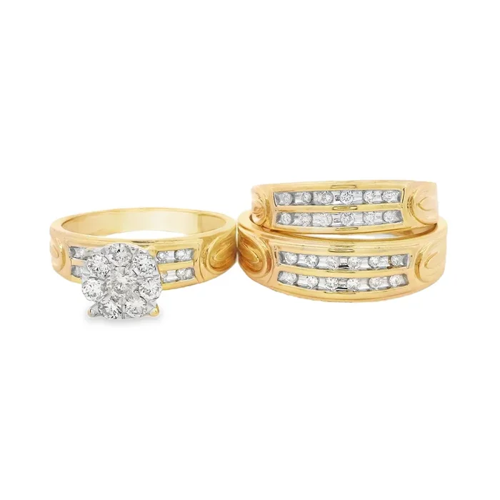 14k Trio Set Diamond ? Double Line Alt. Rings JTJ™