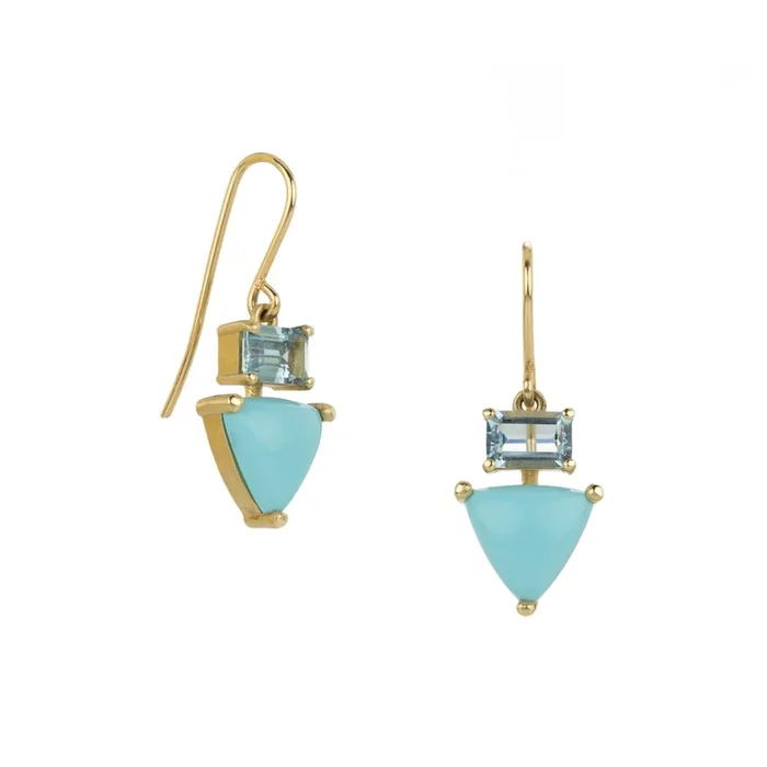 14k Turquoise and Aquamarine Drop Earrings