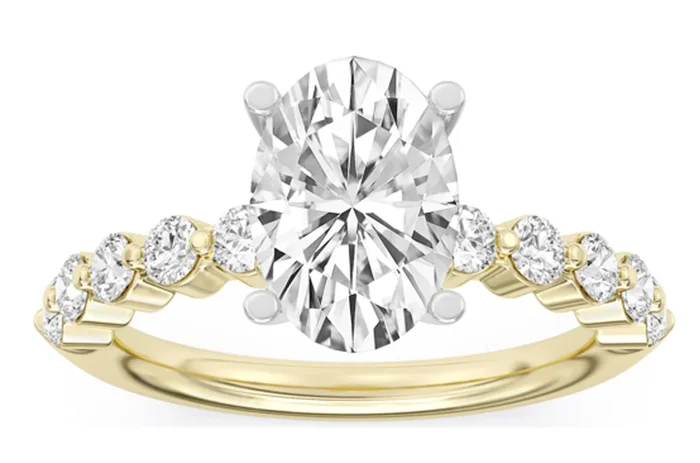 14K Two-Tone 3.07Ct Oval Lab Grown Diamonds Classic Engagement Ring