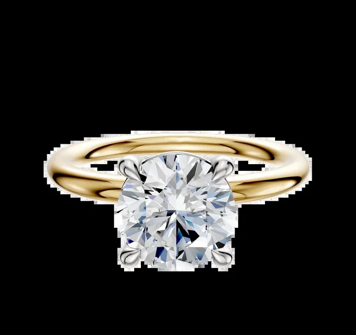 14K Two Tone 4 Prong Basket Classic Dome 2.0mm Engagement Ring