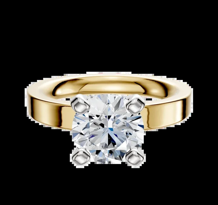 14K Two Tone 4 Prong Classic Flat 3.0mm Engagement Ring