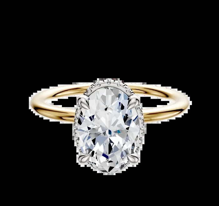 14K Two Tone 4 Prong Collar Classic Dome 1.5mm Engagement Ring