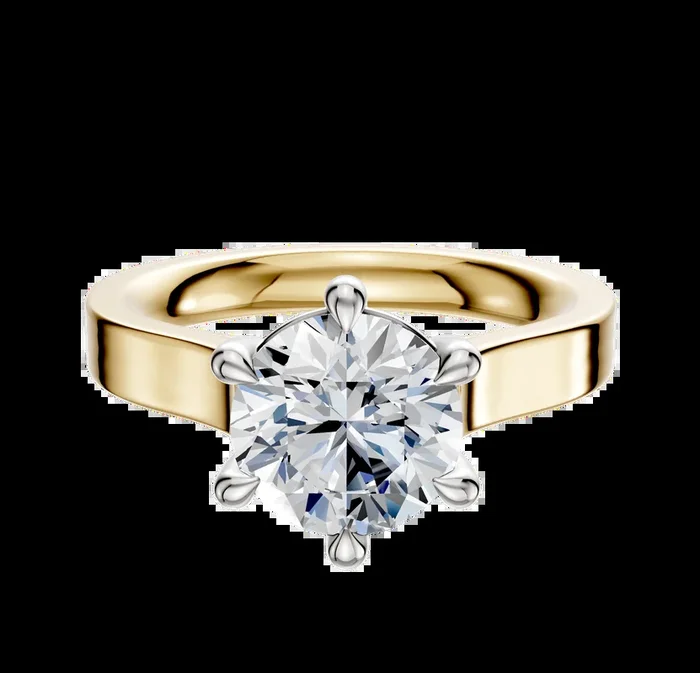 14K Two Tone 6 Prong Basket Cathedral Flat 3.0mm Engagement Ring