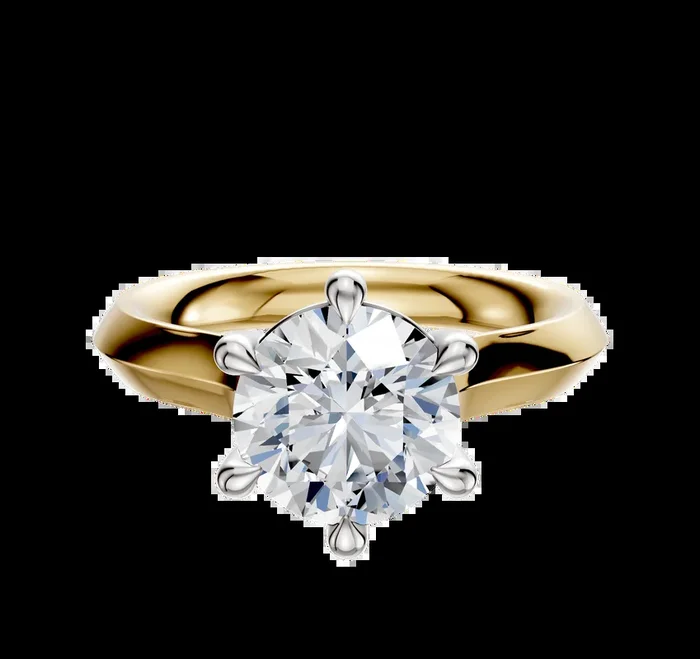14K Two Tone 6 Prong Basket Cathedral Knife Edge 3.0mm Engagement Ring