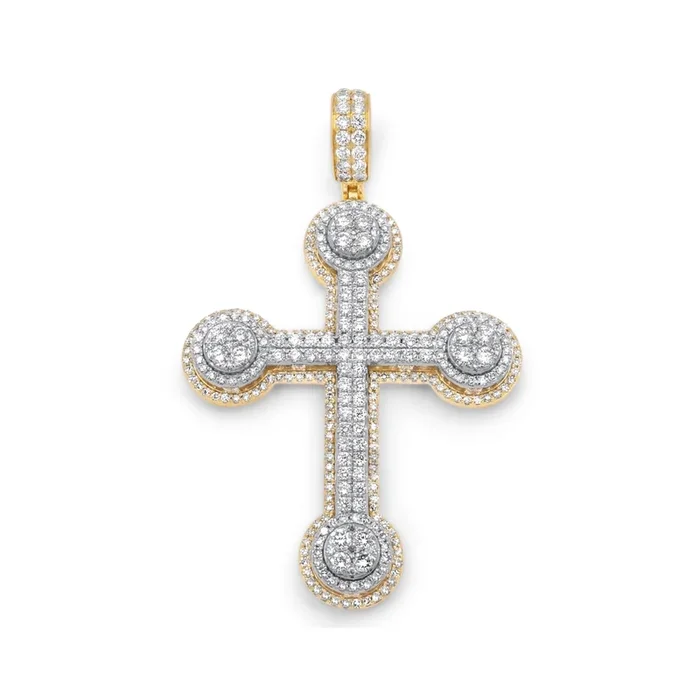 14k Two-Tone Gold 3D Diamond Cross 3.99ctw