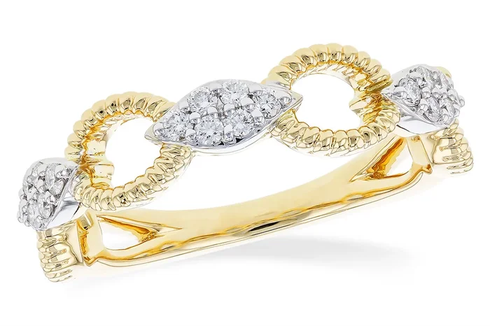14K Two-Tone Stackable Natural Diamonds Ring