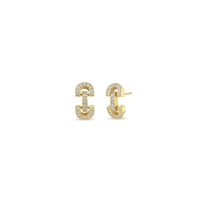 14k Vintage Pavé Diamond Horsebit Link Studs