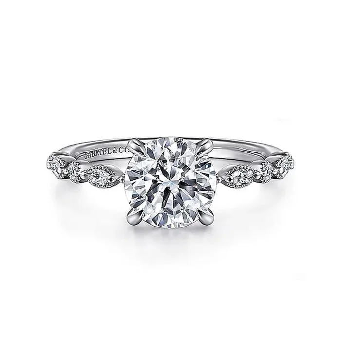 14K White ‘Lanna’ Classic Round Diamond Engagement Ring