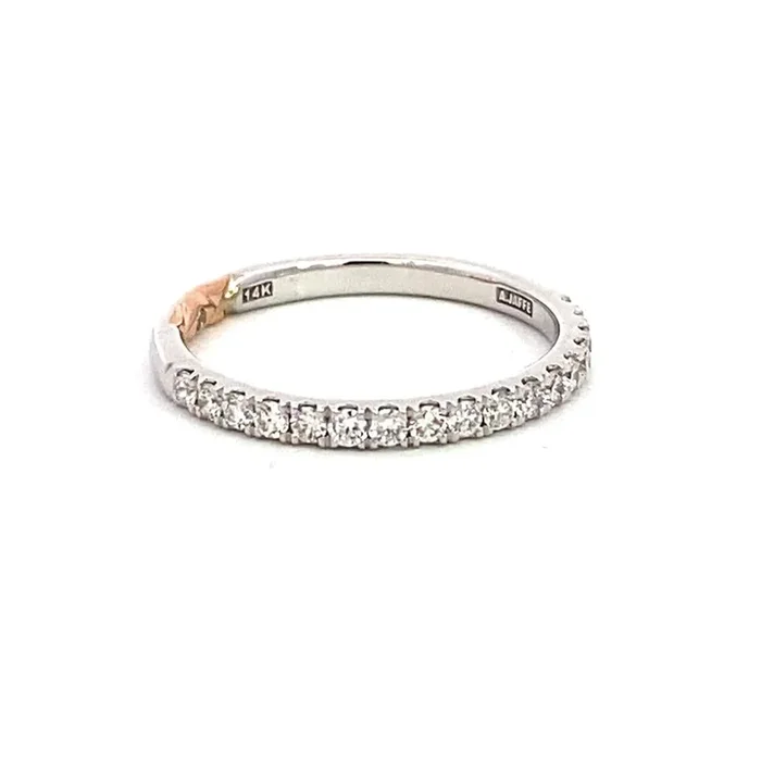 14K White And Rose Gold Half Anniversary Natural Diamonds Band