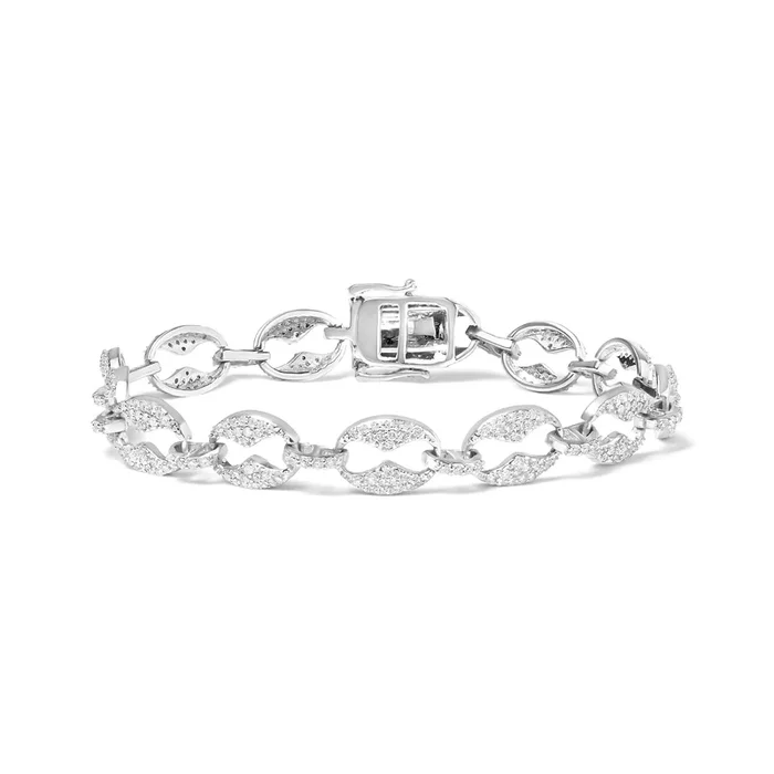 14K White Gold 1 1/2 Cttw Round Diamond Set Link Bracelet (I-J Color, I1-I2 Clarity) – 7″