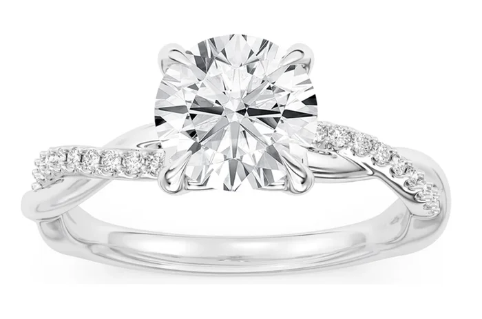 14K White Gold 2.06Ct Round Lab Grown Diamonds Twist Engagement Ring