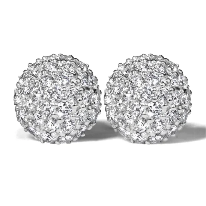 14k White Gold 3D Round Diamond Earrings 2.0 ctw