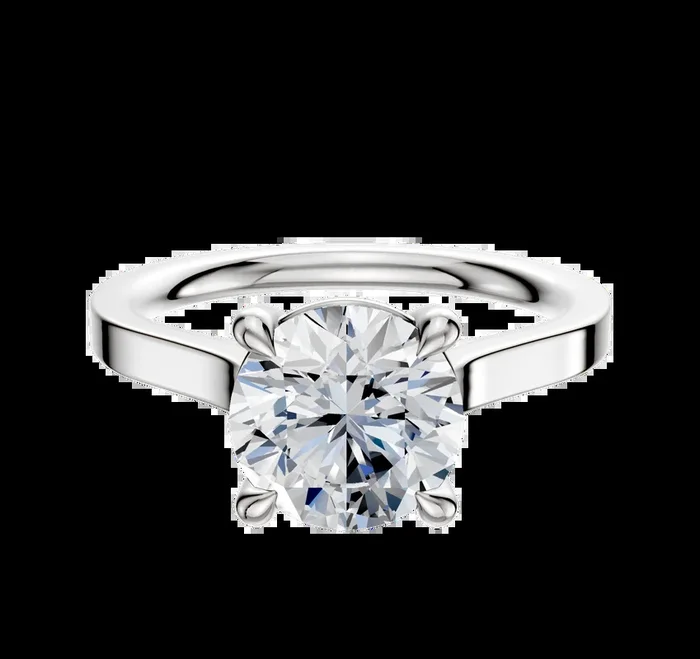14K White Gold 4 Prong Basket Cathedral Flat 2.0mm Engagement Ring