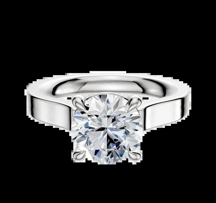 14K White Gold 4 Prong Basket Cathedral Flat 3.0mm Engagement Ring