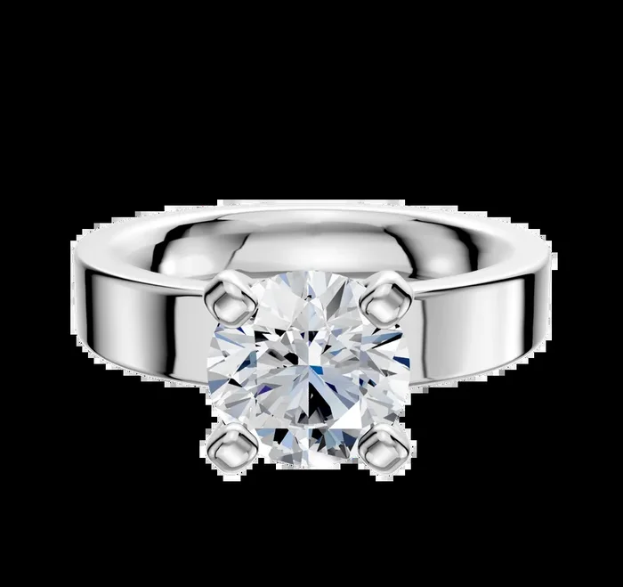 14K White Gold 4 Prong Classic Flat 4.0mm Engagement Ring