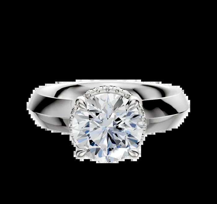 14K White Gold 4 Prong Collar Classic Knife Edge 4.0mm Engagement Ring