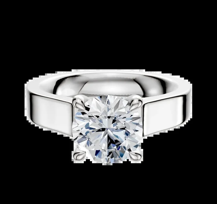 14K White Gold 4 Prong Hidden Halo Cathedral Flat 4.0mm Engagement Ring