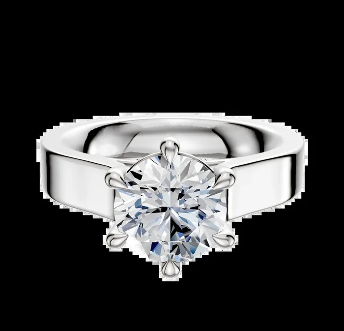 14K White Gold 6 Prong Basket Cathedral Flat 4.0mm Engagement Ring