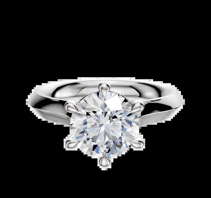 14K White Gold 6 Prong Basket Cathedral Knife Edge 3.0mm Engagement Ring