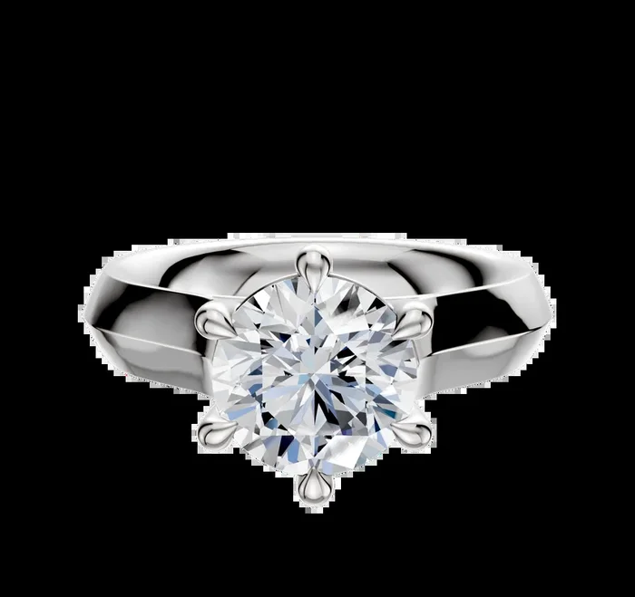 14K White Gold 6 Prong Basket Cathedral Knife Edge 4.0mm Engagement Ring