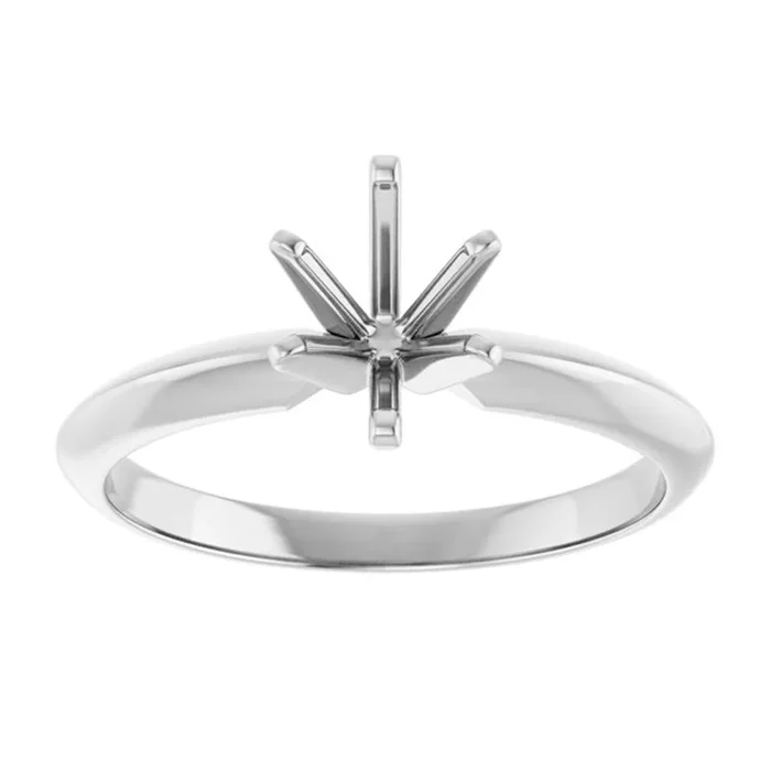14K White Gold 7x5mm Oval Center Solitaire Engagement Ring