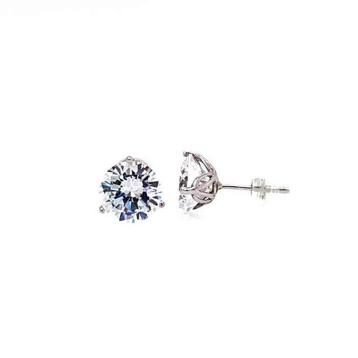 14K White Gold 8.00mm Martini Cubic Zirconia Stud Earrings