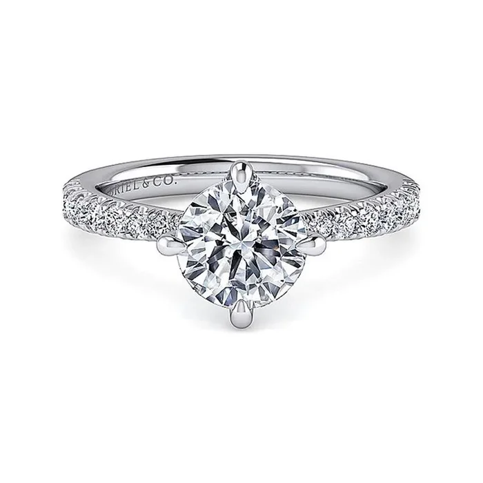 14K White Gold ‘Ada’ Hidden Halo Round Natural Diamonds Engagement Ring
