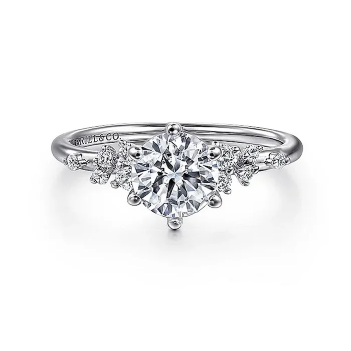 14K White Gold ‘Reena’ Classic Round Diamond Engagement Ring