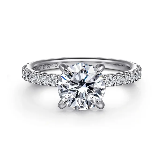 14K White Gold ‘Stefie’ Hidden Halo Round Diamond Engagement Ring