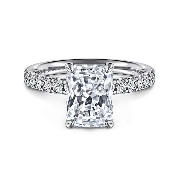 14K White Gold ‘Winslow’ Classic Radiant Natural Diamonds Engagement Ring