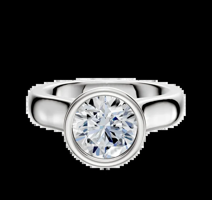 14K White Gold Bezel Full Bezel North/South Cathedral Dome 4.0mm Engagement Ring