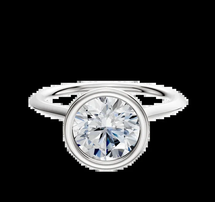 14K White Gold Bezel Full Bezel North/South Cathedral Knife Edge 1.5mm Engagement Ring