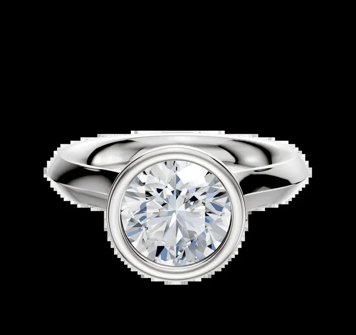 14K White Gold Bezel Full Bezel North/South Cathedral Knife Edge 3.0mm Engagement Ring