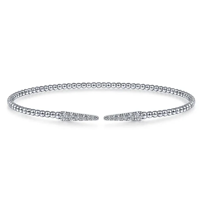 14K White Gold Bujukan Diamond Spikes Split Bangle