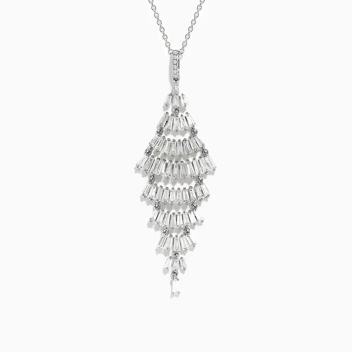 14K White Gold Diamond Fringe Pendant