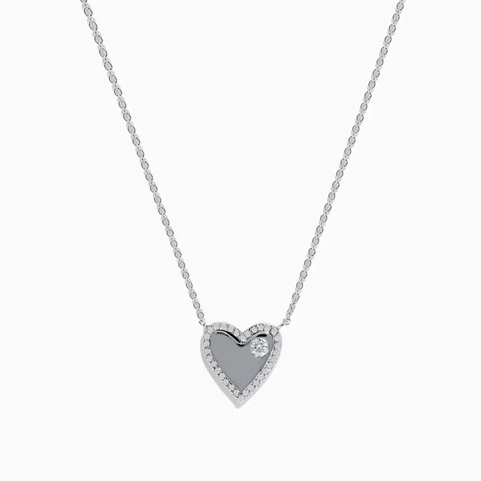 14K White Gold Diamond Heart Necklace